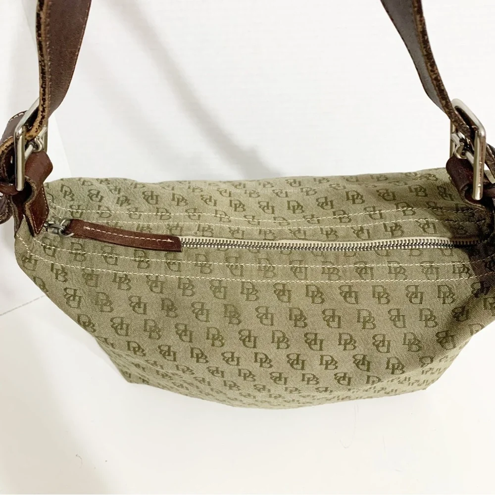 Dooney and Bourke Shoulder Bag Signature Canvas with Leather Accents Zip Closure